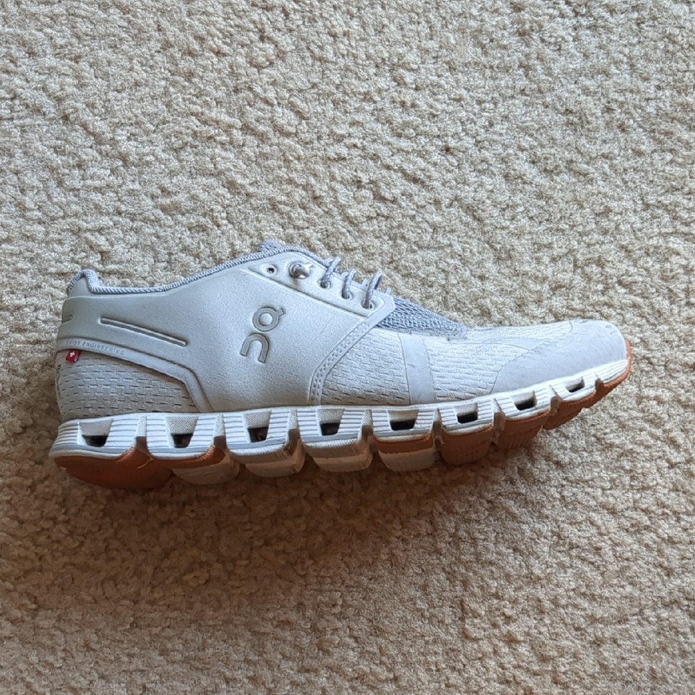 On Running Gray Sneakers with Cloud-Like Sole